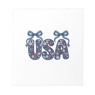 Bloc-note Nœud USA Floral Design Vectoriel Patriotique_1