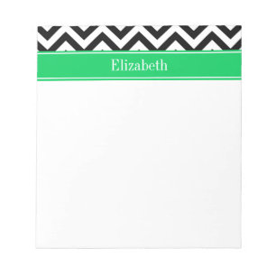 Bloc-note Noir Blanc LG Chevron Nom Emerald Monogramme