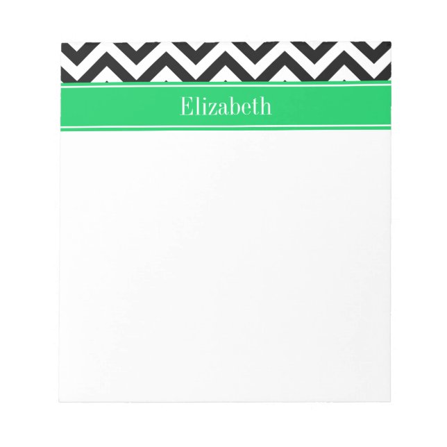 Bloc-note Noir Blanc LG Chevron Nom Emerald Monogramme (Devant)