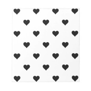 Bloc-note Noir et blanc mignon Motif de coeur simple