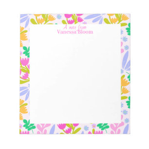 Bloc-note Nom chic moderne coloré floral joli