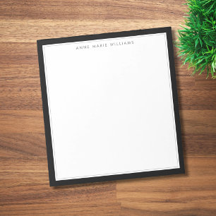 Bloc-note Nom de bordure noire minimaliste deux