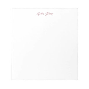 Bloc-note Nom de calligraphie or rose élégant blanc