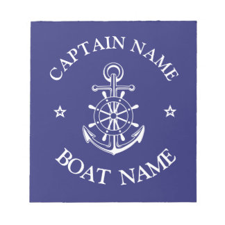 Bloc-note Nom de capitaine de bateau personnalisé marine nau
