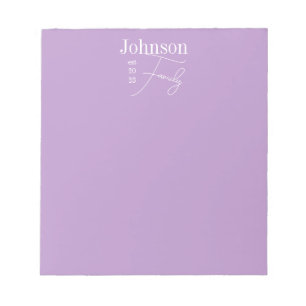 Bloc-note Nom de famille moderne personnalisé Purple Lilac