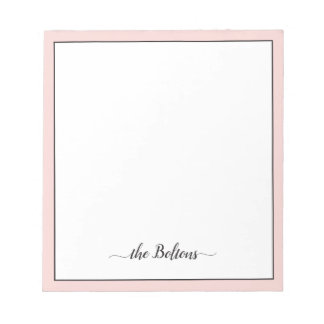 Bloc-note Nom de famille personnalisé Papier à lettres blanc