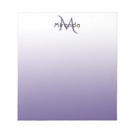 Bloc-note Nom de monogramme blanc violet