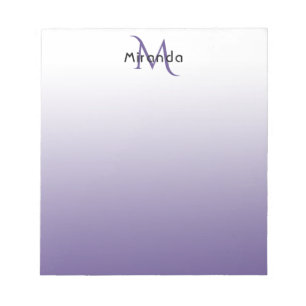 Bloc-note Nom de monogramme blanc violet
