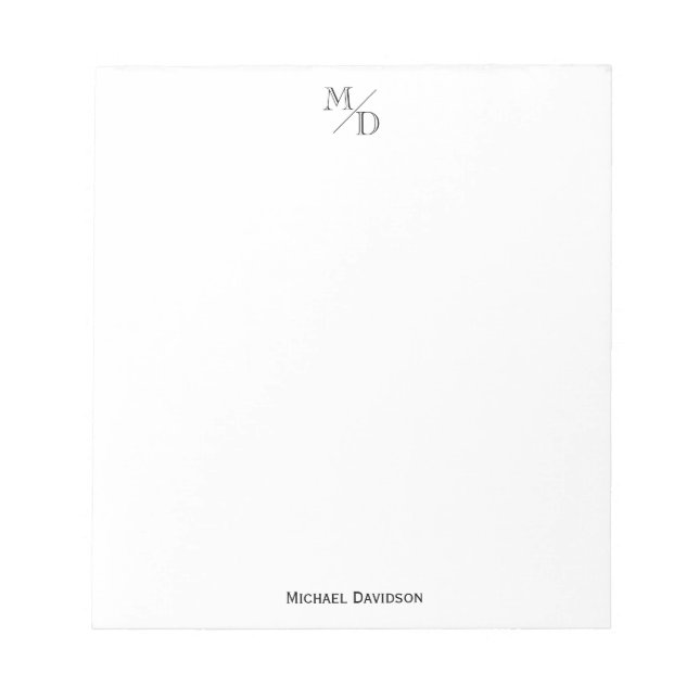 Bloc-note Nom de monogramme élégant moderne simple classique (Devant)