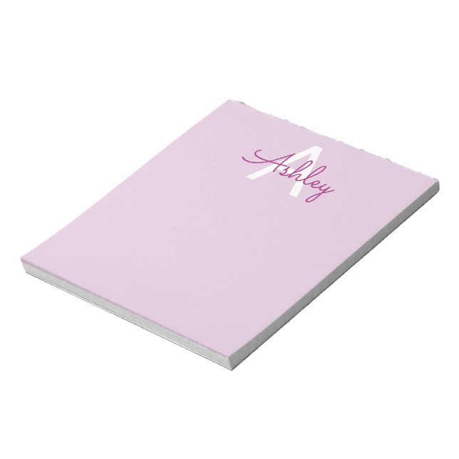 Bloc-note Nom de script & monogramme | Magenta & Violet clai (Tourné)