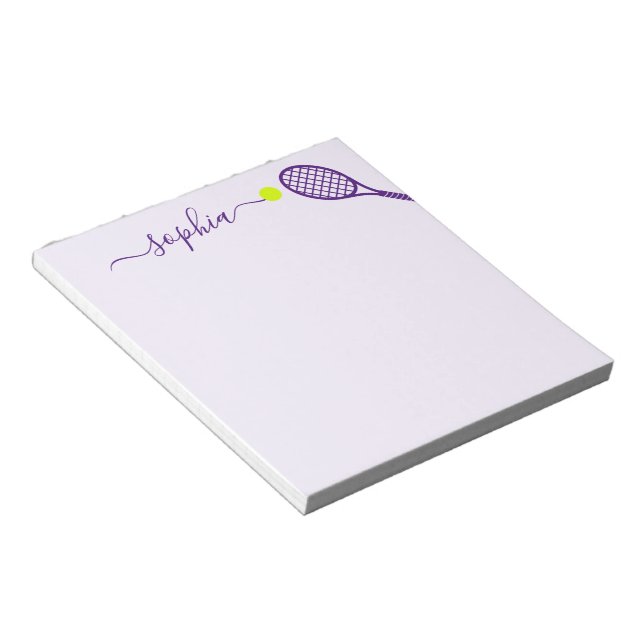Bloc-note Nom de tennis personnalisé Purple Womens Sports (Incliné)