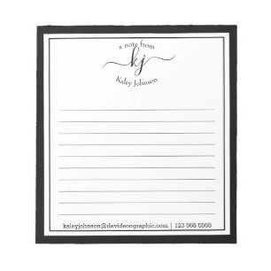 Bloc-note Nom du script blanc noir   À Partir Du Bureau Du B