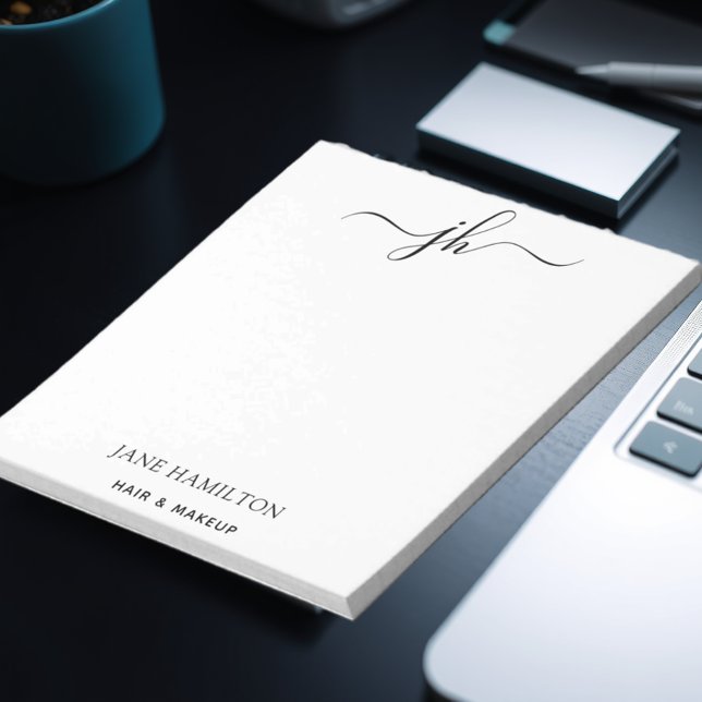 Bloc-note Nom du script de monogramme du logo personnalisé (Créateur téléchargé)