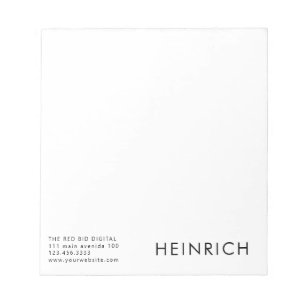 Bloc-note Nom Gras Professionnel Noir Entreprise