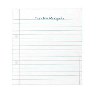 Bloc-note Nom Linked Back School Ruled Papier Enseignant Étu