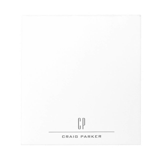 Bloc-note Nom Monogramme Moderne Professionnel Simple Minima (Devant)