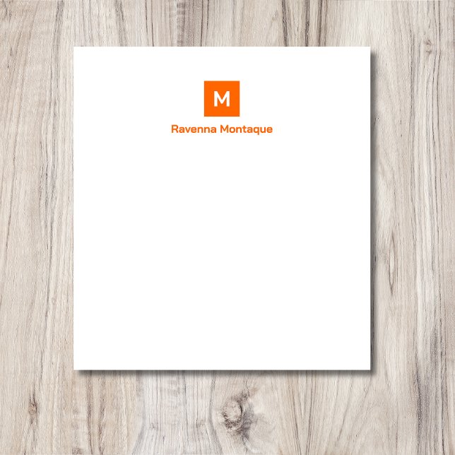 Bloc-note Nom Monogramme Tendance Chic Moderne Orange Couche (Créateur téléchargé)