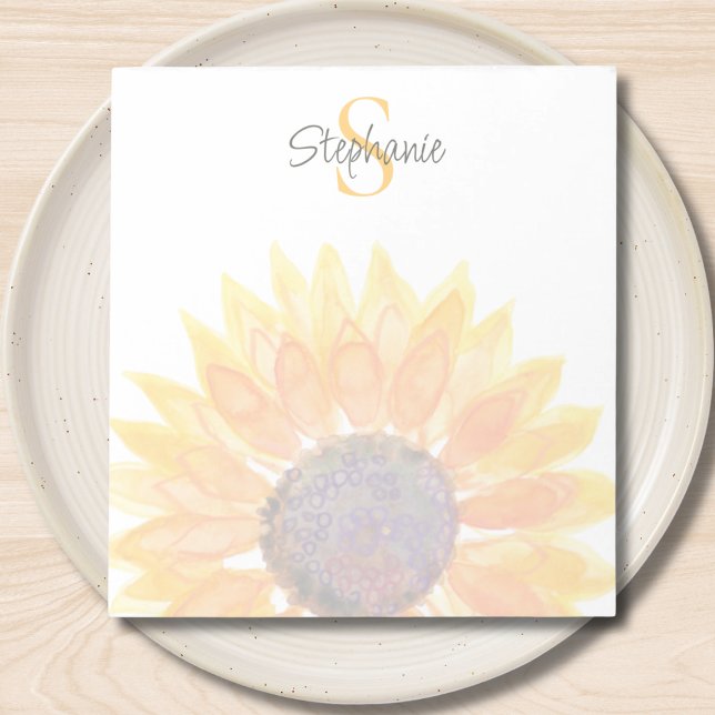 Bloc-note Nom Monogramme Tournesol  (Créateur téléchargé)