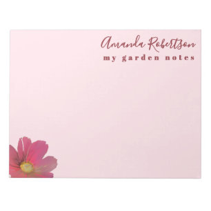 Bloc-note Nom personnalisé Aquarelle florale pastel rose rou