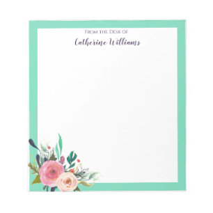 Bloc-note Nom personnalisé Boho Floral Office papeterie