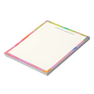 Bloc-note Nom personnalisé bordure abstraite rose élégante