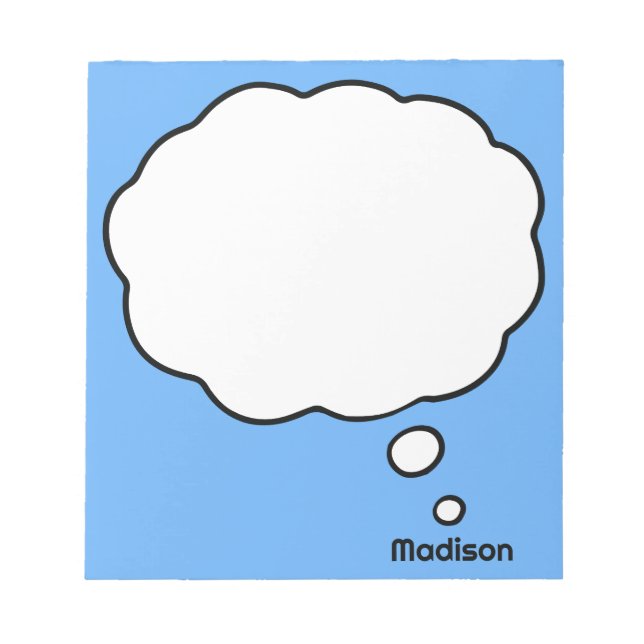 Bloc-note Nom personnalisé et bulle de pensée couleur (Devant)