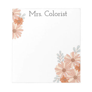 Bloc-note Nom personnalisé Floral Aquarelle Peach Blush