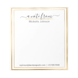 Bloc-note Nom personnalisé Gold | À Partir Du Bureau Du Bloc