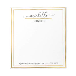 Bloc-note Nom personnalisé Gold White | À Partir Du Bureau D