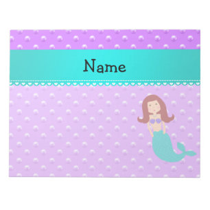 Bloc-note Nom personnalisé mermaid perles violettes