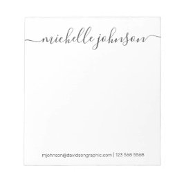 Bloc-note Nom personnalisé noir blanc | À Partir Du Bureau D