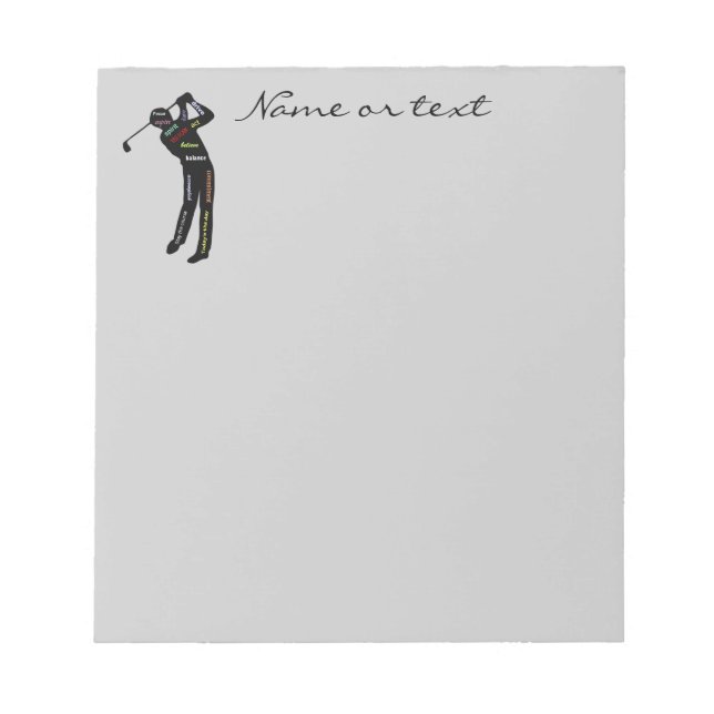Bloc-note Nom personnalisé ou texte Golf, Sport Motivation M (Devant)