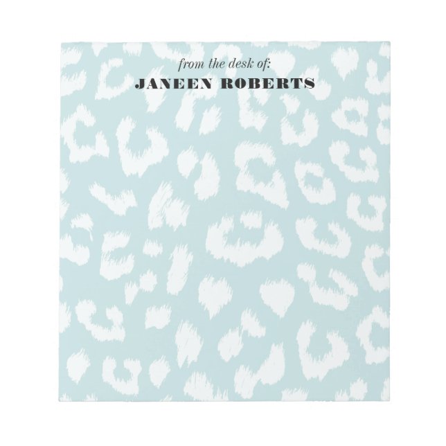 Bloc-note Nom personnalisé Soft Aqua Empreinte de léopard bl (Devant)