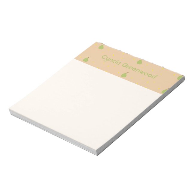 Bloc-note Nom personnalisé vert poire motif brun (Tourné)
