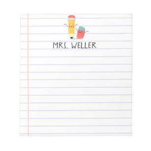 Bloc-note Nom personnalisé Whimsical School Supply Enseignan