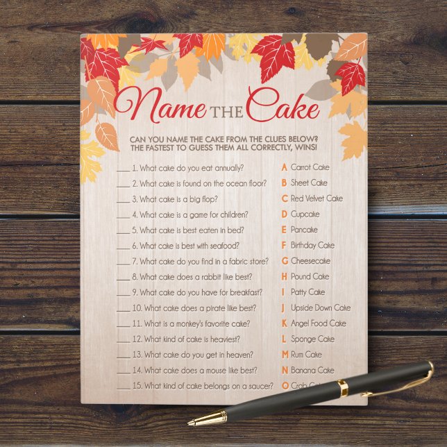 Bloc-note Nom The Cake Fall Douche Party Game Pack (Name That Cake Fall Bridal Shower Party Game. Comes in a pack of 40 easy tear away games!)
