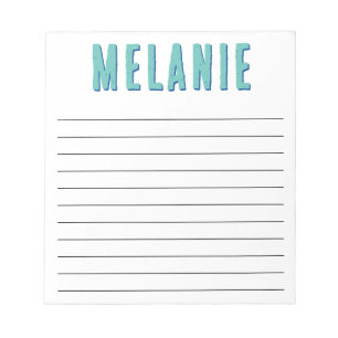 Bloc-note Nom unique Modèle Marine Bleu Turquoise Lined
