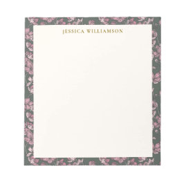 Bloc-note Nostalgique rose floral Nom personnalisé