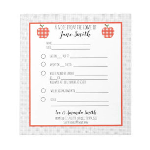 Bloc-note Note de l'école de pomme Red Plaid