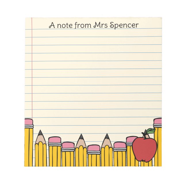 Bloc-note Note de l'enseignant dessinée à la main sur papier (Devant)