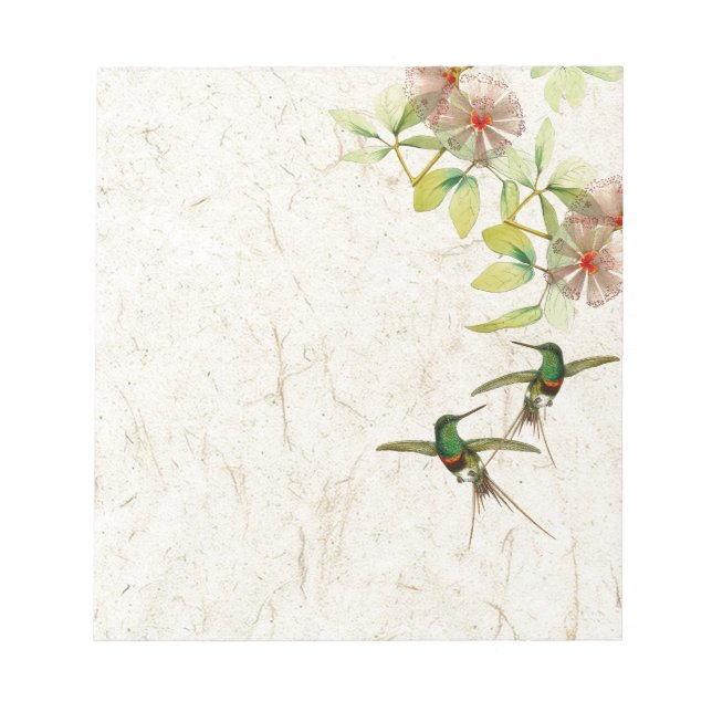 Bloc-note Notepad Animaux Fleurs d'Oiseaux de colibri (Devant)