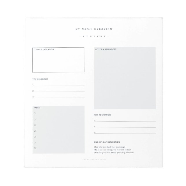 BLOC-NOTE NOTEPAD DE PLANIFICATEUR QUOTIDIEN (Devant)