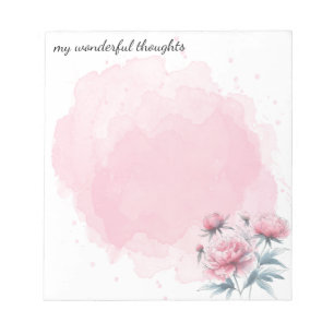 Bloc-note Notepad Pivoines Aquarelle Couleur Éclaboussure Va