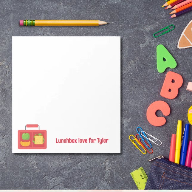 Bloc-note Notes d'amour personnalisées de la Lunchbox Retour (Personalized lunchbox love note for back to school)