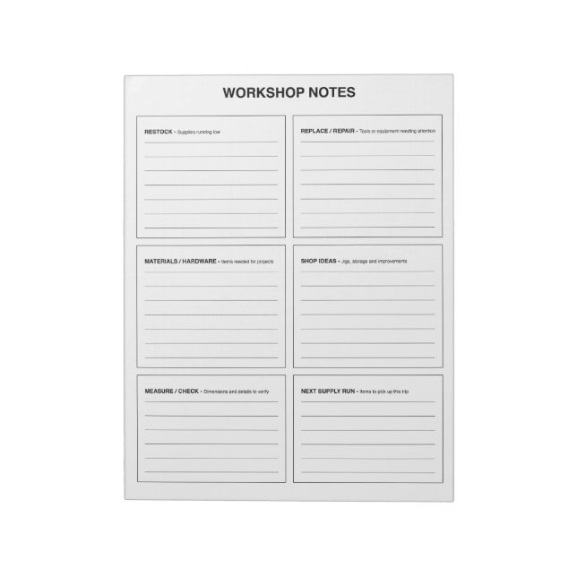 Bloc-note Notes d'atelier Organisation de menuiserie et de b (Tourné)