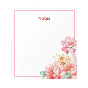 Bloc-note Notes de bordure de coin floral aquarelle élégant