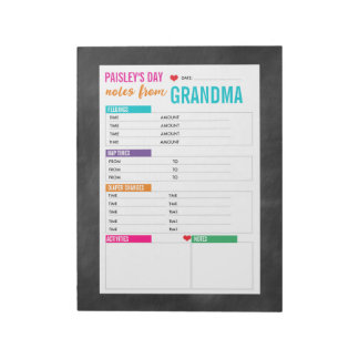 Bloc-note Notes de garde personnalisées pour bébé