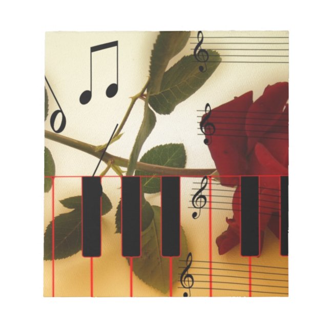 Bloc-note Notes de musique Clavier Red Rose Blossom Destiny (Devant)