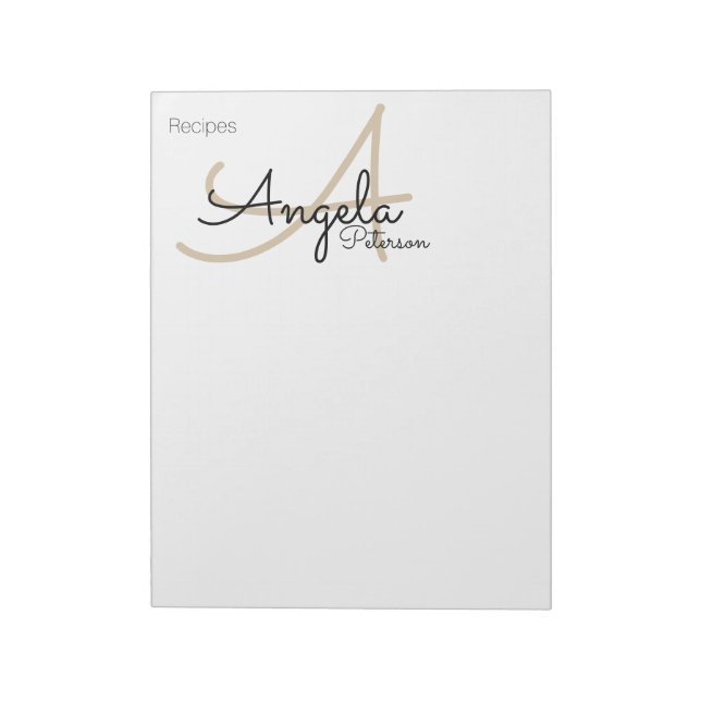 Bloc-note Notes de recettes du chef monogrammed (Tourné)