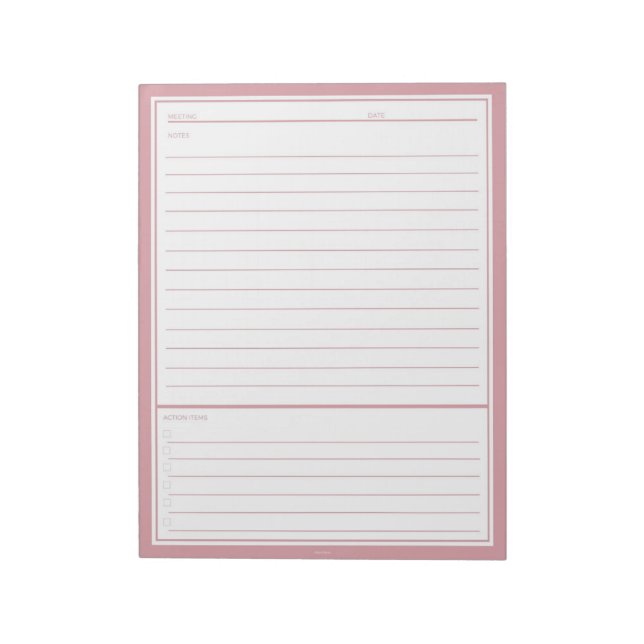 Bloc-note Notes de réunion Blush (Tourné)